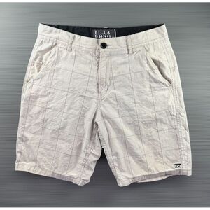 Billabong Shorts Men 34 Plaid Ivory Skate Surf Retro‎ Chino Casual Pockets Beach